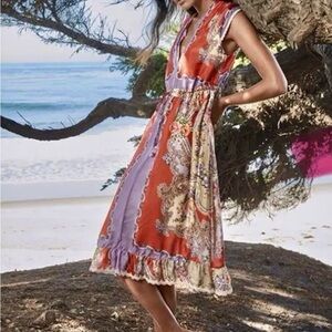 Johnny Was | Markel Lucy Dress| size XS| Vibrant Orange and Purple Maxi Dress